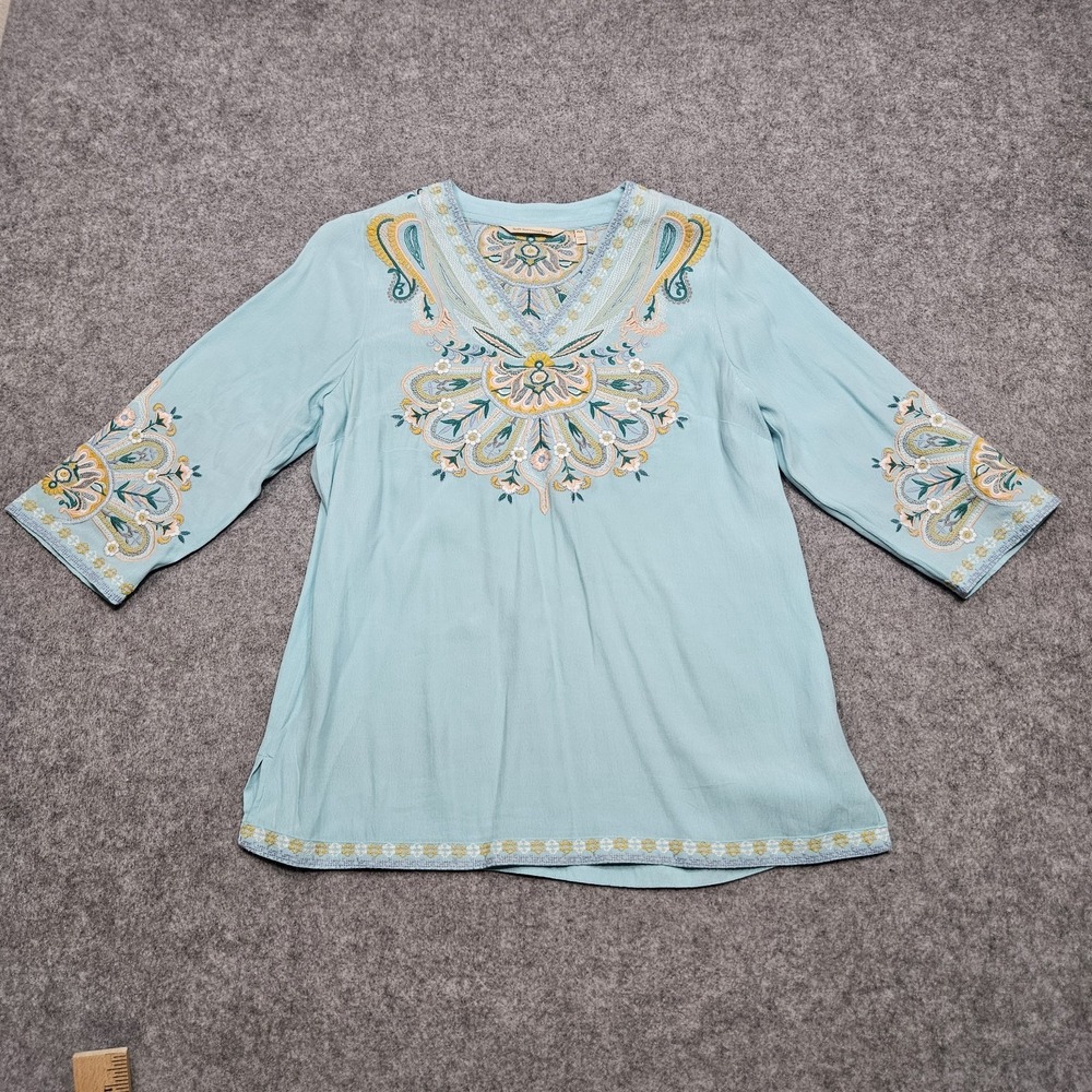 Soft Surroundings Top Women's PXS River Islands Embroidered Tunic Boho Floral